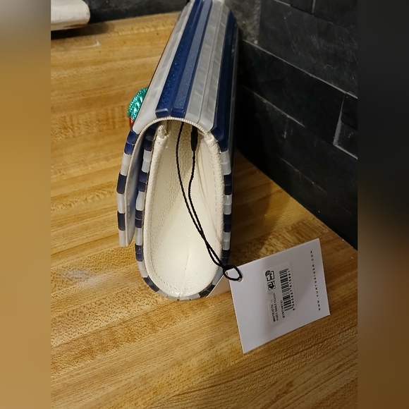 Kurt Geiger Blue and White Striped Clutch - Picture 6 of 11